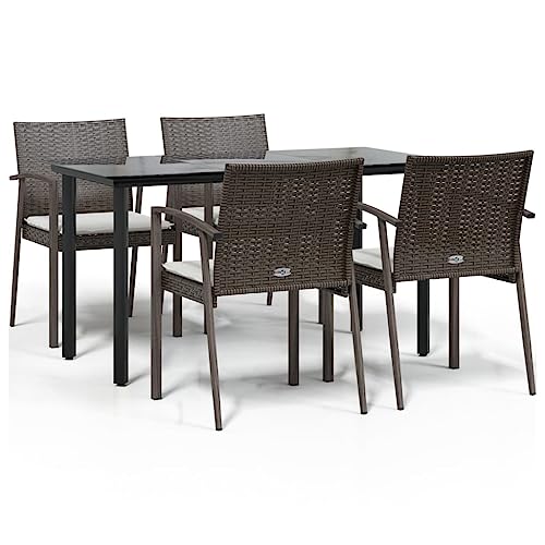 XINCXIN 5-TLG. Garten-Essgruppe, Terassenmöbel Außen Outdoor Furniture Gartenmöbel Set Garten Möbel Geeignet für Teich Deck Hinterhof Balkon mit Kissen Poly Rattan und Stahl von XINCXIN