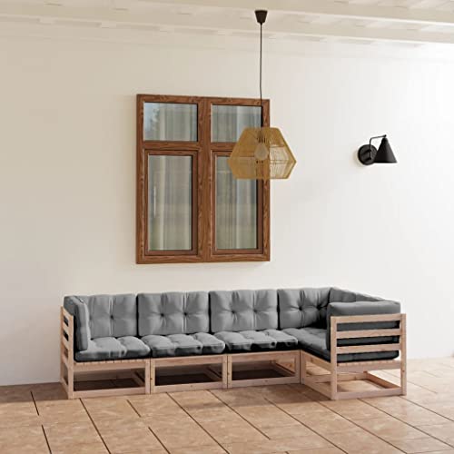 XINCXIN 5-TLG. Garten-Lounge-Set, Garten Möbel Terassenmöbel Außen Gartenmöbel Set Outdoor Furniture Geeignet für Hinterhof Deck Balkon Teich mit Kissen Kiefer Massivholz von XINCXIN