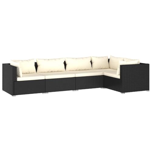 XINCXIN 5-TLG. Garten-Lounge-Set, Gartenmöbel Set Terassenmöbel Außen Outdoor Furniture Garten Möbel Geeignet für Balkon Teich Hinterhof Deck mit Kissen Poly Rattan Schwarz XINCXIN 5-TLG. Garten-Lounge-Set, Gartenmöbel Set Terassenmöbel Außen Outdoor Furniture Garten Möbel Geeignet für Balkon Teich Hinterhof Deck mit Kissen Poly Rattan Schwarz von XINCXIN
