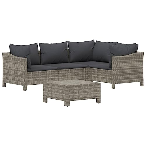 XINCXIN 5-TLG. Garten-Lounge-Set, Outdoor Furniture Terassenmöbel Außen Garten Möbel Gartenmöbel Set Geeignet für Deck Teich Hinterhof Balkon mit Kissen Grau Poly Rattan XINCXIN 5-TLG. Garten-Lounge-Set, Outdoor Furniture Terassenmöbel Außen Garten Möbel Gartenmöbel Set Geeignet für Deck Teich Hinterhof Balkon mit Kissen Grau Poly Rattan von XINCXIN
