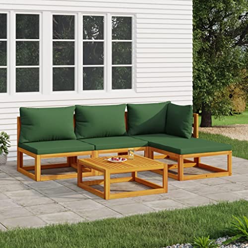 XINCXIN 5-TLG. Garten-Lounge-Set, Terassenmöbel Außen Gartenmöbel Set Garten Möbel Outdoor Furniture Geeignet für Teich Hinterhof Balkon Deck mit Grünen Kissen Massivholz XINCXIN 5-TLG. Garten-Lounge-Set, Terassenmöbel Außen Gartenmöbel Set Garten Möbel Outdoor Furniture Geeignet für Teich Hinterhof Balkon Deck mit Grünen Kissen Massivholz von XINCXIN