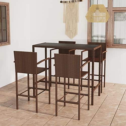 XINCXIN 5-TLG. Gartenbar-Set, Terassenmöbel Außen Outdoor Furniture Garten Möbel Gartenmöbel Set Geeignet für Balkon Hinterhof Deck Teich Poly Rattan Braun von XINCXIN