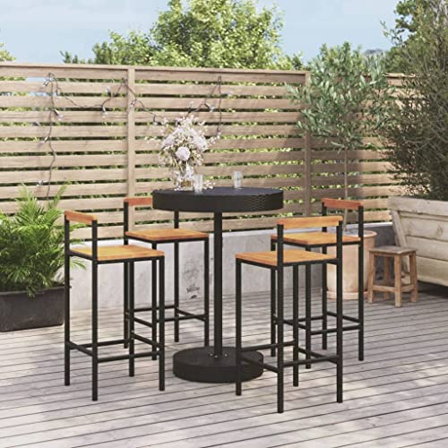 XINCXIN 5-TLG. Gartenbar-Set, Terassenmöbel Außen Outdoor Furniture Garten Möbel Gartenmöbel Set Geeignet für Deck Hinterhof Teich Balkon Schwarz Poly Rattan & Massivholz Akazie XINCXIN 5-TLG. Gartenbar-Set, Terassenmöbel Außen Outdoor Furniture Garten Möbel Gartenmöbel Set Geeignet für Deck Hinterhof Teich Balkon Schwarz Poly Rattan & Massivholz Akazie von XINCXIN