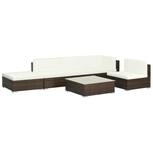 XINCXIN 6-TLG. Garten-Lounge-Set, Garten Möbel Terassenmöbel Außen Gartenmöbel Set Outdoor Furniture Geeignet für Hinterhof Deck Balkon Teich mit Auflagen Poly Rattan Braun von XINCXIN