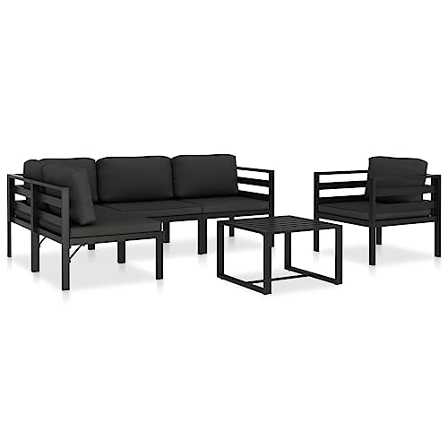 XINCXIN 6-TLG. Garten-Lounge-Set, Garten Möbel Terassenmöbel Außen Gartenmöbel Set Outdoor Furniture Geeignet für Hinterhof Deck Balkon Teich mit Kissen Aluminium Anthrazit von XINCXIN