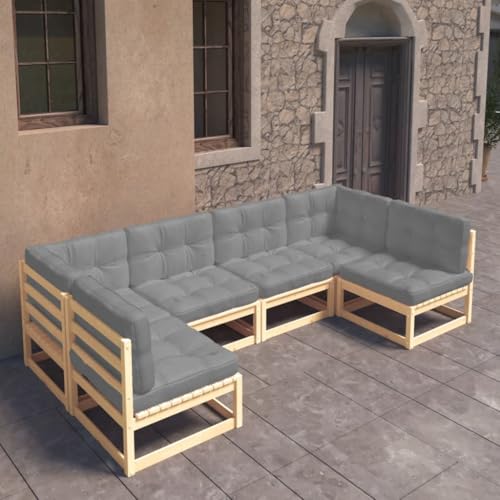 XINCXIN 6-TLG. Garten-Lounge-Set, Gartenmöbel Set Garten Möbel Outdoor Furniture Terassenmöbel Außen Geeignet für Hinterhof Balkon Teich Deck mit Kissen Massivholz Kiefer von XINCXIN