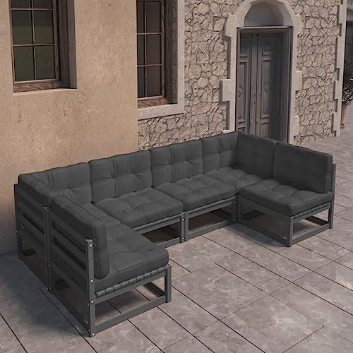 XINCXIN 6-TLG. Garten-Lounge-Set, Outdoor Furniture Garten Möbel Terassenmöbel Außen Gartenmöbel Set Geeignet für Deck Hinterhof Teich Balkon mit Kissen Schwarz Massivholz Kiefer XINCXIN 6-TLG. Garten-Lounge-Set, Outdoor Furniture Garten Möbel Terassenmöbel Außen Gartenmöbel Set Geeignet für Deck Hinterhof Teich Balkon mit Kissen Schwarz Massivholz Kiefer von XINCXIN