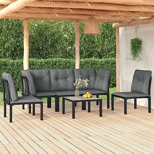 XINCXIN 6-TLG. Garten-Lounge-Set, Outdoor Furniture Terassenmöbel Außen Garten Möbel Gartenmöbel Set Geeignet für Deck Teich Hinterhof Balkon Schwarz und Grau Poly Rattan XINCXIN 6-TLG. Garten-Lounge-Set, Outdoor Furniture Terassenmöbel Außen Garten Möbel Gartenmöbel Set Geeignet für Deck Teich Hinterhof Balkon Schwarz und Grau Poly Rattan von XINCXIN