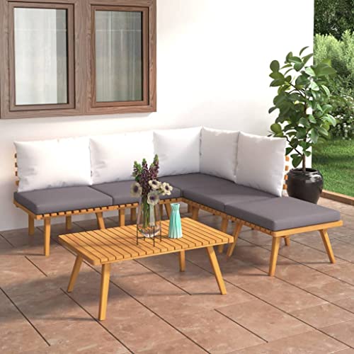 XINCXIN 6-TLG. Garten-Lounge-Set, Terassenmöbel Außen Garten Möbel Outdoor Furniture Gartenmöbel Set Geeignet für Balkon Deck Teich Hinterhof mit Kissen Massivholz Akazie von XINCXIN