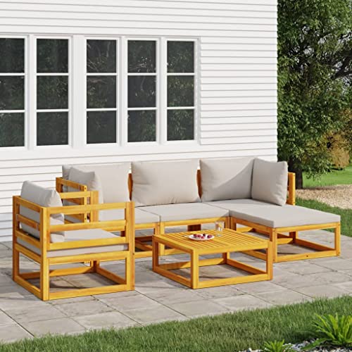 XINCXIN 6-TLG. Garten-Lounge-Set, Terassenmöbel Außen Outdoor Furniture Garten Möbel Gartenmöbel Set Geeignet für Deck Hinterhof Teich Balkon mit Hellgrauen Kissen Massivholz XINCXIN 6-TLG. Garten-Lounge-Set, Terassenmöbel Außen Outdoor Furniture Garten Möbel Gartenmöbel Set Geeignet für Deck Hinterhof Teich Balkon mit Hellgrauen Kissen Massivholz von XINCXIN