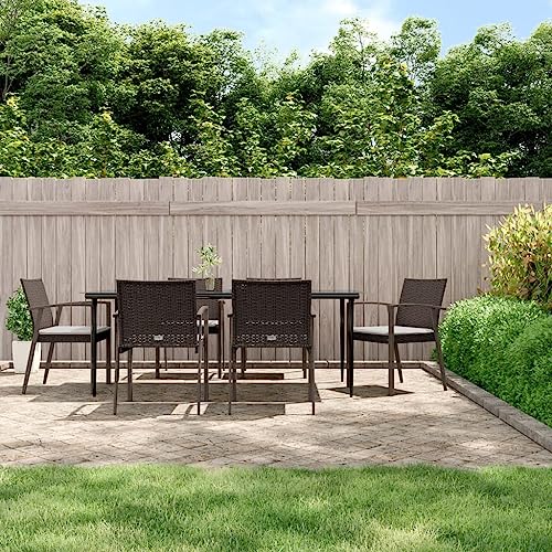 XINCXIN 7-TLG. Garten-Essgruppe, Garten Möbel Gartenmöbel Set Terassenmöbel Außen Outdoor Furniture Geeignet für Hinterhof Balkon Teich Deck mit Kissen Poly Rattan und Stahl von XINCXIN