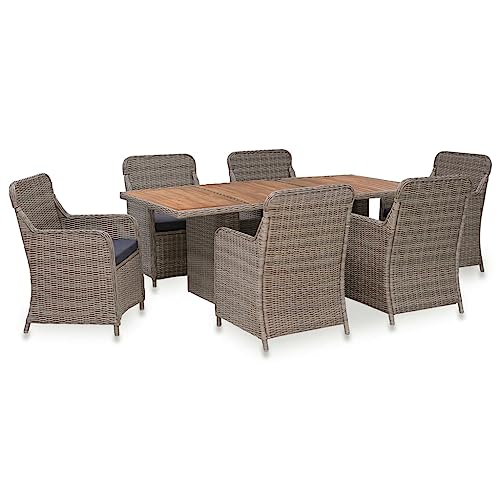 XINCXIN 7-TLG. Garten-Essgruppe, Garten Möbel Terassenmöbel Außen Outdoor Furniture Gartenmöbel Set Geeignet für Deck Teich Balkon Hinterhof mit Auflagen Poly Rattan Braun XINCXIN 7-TLG. Garten-Essgruppe, Garten Möbel Terassenmöbel Außen Outdoor Furniture Gartenmöbel Set Geeignet für Deck Teich Balkon Hinterhof mit Auflagen Poly Rattan Braun von XINCXIN