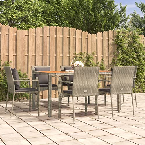 XINCXIN 7-TLG. Garten-Essgruppe, Garten Möbel Terassenmöbel Außen Outdoor Furniture Gartenmöbel Set Geeignet für Deck Teich Balkon Hinterhof mit Kissen Grau Poly Rattan XINCXIN 7-TLG. Garten-Essgruppe, Garten Möbel Terassenmöbel Außen Outdoor Furniture Gartenmöbel Set Geeignet für Deck Teich Balkon Hinterhof mit Kissen Grau Poly Rattan von XINCXIN