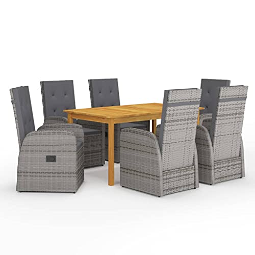 XINCXIN 7-TLG. Garten-Essgruppe, Gartenmöbel Set Garten Möbel Terassenmöbel Außen Outdoor Furniture Geeignet für Hinterhof Balkon Deck Teich Grau von XINCXIN