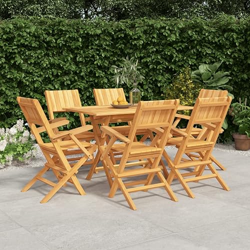 XINCXIN 7-TLG. Garten-Essgruppe, Gartenmöbel Set Garten Möbel Terassenmöbel Außen Outdoor Furniture Geeignet für Hinterhof Balkon Deck Teich Massivholz Teak von XINCXIN