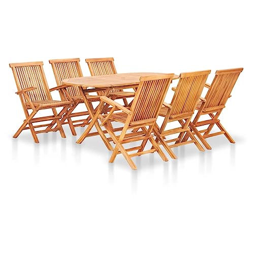 XINCXIN 7-TLG. Garten-Essgruppe, Gartenmöbel Set Terassenmöbel Außen Garten Möbel Outdoor Furniture Geeignet für Deck Hinterhof Balkon Teich Klappbar Massivholz Teak von XINCXIN