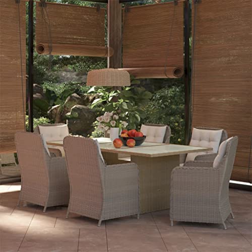 XINCXIN 7-TLG. Garten-Essgruppe, Gartenmöbel Set Terassenmöbel Außen Garten Möbel Outdoor Furniture Geeignet für Deck Hinterhof Balkon Teich Poly Rattan Braun von XINCXIN