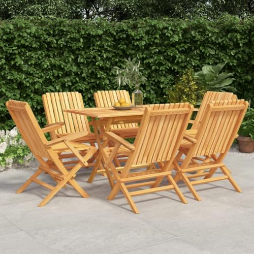 XINCXIN 7-TLG. Garten-Essgruppe, Gartenmöbel Set Terassenmöbel Außen Outdoor Furniture Garten Möbel Geeignet für Deck Hinterhof Teich Balkon Massivholz Teak von XINCXIN