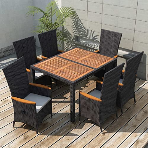 XINCXIN 7-TLG. Garten-Essgruppe, Outdoor Furniture Gartenmöbel Set Terassenmöbel Außen Garten Möbel Geeignet für Hinterhof Deck Teich Balkon Poly Rattan Akazienholz Schwarz XINCXIN 7-TLG. Garten-Essgruppe, Outdoor Furniture Gartenmöbel Set Terassenmöbel Außen Garten Möbel Geeignet für Hinterhof Deck Teich Balkon Poly Rattan Akazienholz Schwarz von XINCXIN