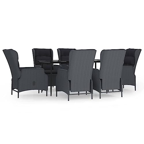 XINCXIN 7-TLG. Garten-Essgruppe, Outdoor Furniture Terassenmöbel Außen Gartenmöbel Set Garten Möbel Geeignet für Teich Hinterhof Balkon Deck Dunkelgrau Poly Rattan von XINCXIN