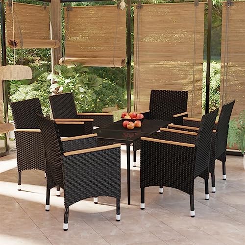 XINCXIN 7-TLG. Garten-Essgruppe, Outdoor Furniture Terassenmöbel Außen Gartenmöbel Set Garten Möbel Geeignet für Teich Hinterhof Balkon Deck mit Kissen Schwarz XINCXIN 7-TLG. Garten-Essgruppe, Outdoor Furniture Terassenmöbel Außen Gartenmöbel Set Garten Möbel Geeignet für Teich Hinterhof Balkon Deck mit Kissen Schwarz von XINCXIN