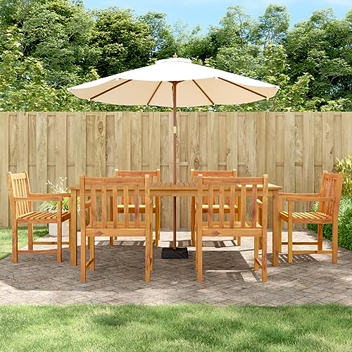 XINCXIN 7-TLG. Garten-Essgruppe, Terassenmöbel Außen Outdoor Furniture Gartenmöbel Set Garten Möbel Geeignet für Teich Deck Hinterhof Balkon Massivholz Akazie von XINCXIN