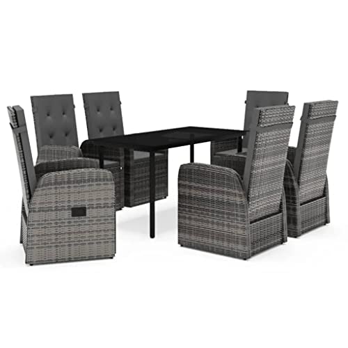 XINCXIN 7-TLG. Garten-Essgruppe, Terassenmöbel Außen Outdoor Furniture Gartenmöbel Set Garten Möbel Geeignet für Teich Deck Hinterhof Balkon mit Auflagen Grau von XINCXIN