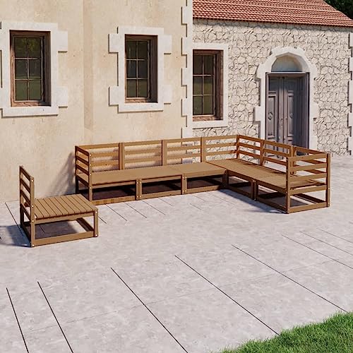 XINCXIN 7-TLG. Garten-Lounge-Set, Gartenmöbel Set Garten Möbel Outdoor Furniture Terassenmöbel Außen Geeignet für Hinterhof Balkon Teich Deck Honigbraun Massivholz Kiefer von XINCXIN