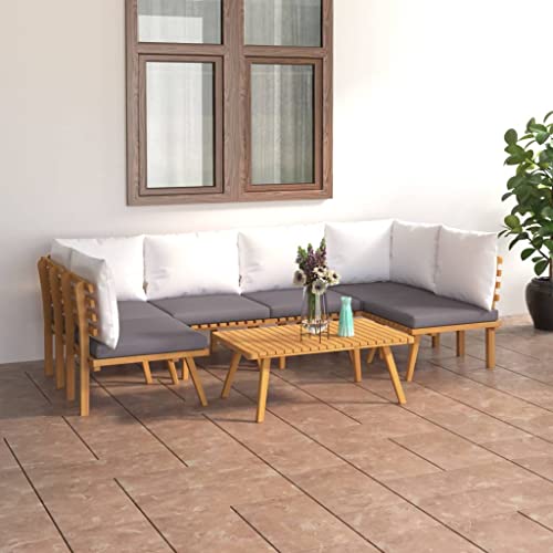 XINCXIN 7-TLG. Garten-Lounge-Set, Gartenmöbel Set Outdoor Furniture Garten Möbel Terassenmöbel Außen Geeignet für Teich Balkon Hinterhof Deck mit Kissen Massivholz Akazie von XINCXIN