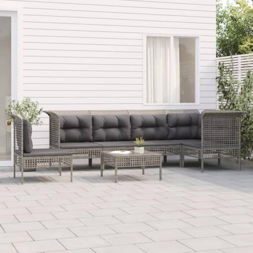 XINCXIN 7-TLG. Garten-Lounge-Set, Outdoor Furniture Gartenmöbel Set Garten Möbel Terassenmöbel Außen Geeignet für Balkon Hinterhof Teich Deck mit Kissen Grau Poly Rattan XINCXIN 7-TLG. Garten-Lounge-Set, Outdoor Furniture Gartenmöbel Set Garten Möbel Terassenmöbel Außen Geeignet für Balkon Hinterhof Teich Deck mit Kissen Grau Poly Rattan von XINCXIN