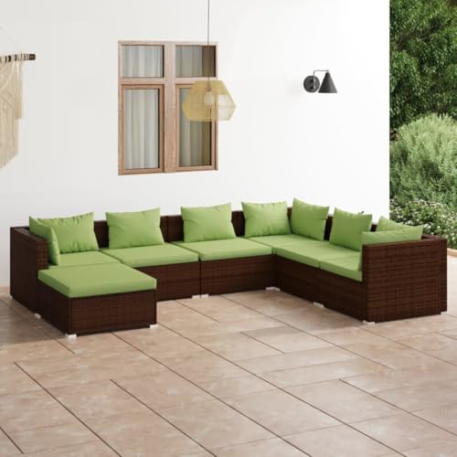 XINCXIN 7-TLG. Garten-Lounge-Set, Outdoor Furniture Gartenmöbel Set Terassenmöbel Außen Garten Möbel Geeignet für Hinterhof Teich Balkon Deck mit Kissen Poly Rattan Braun von XINCXIN