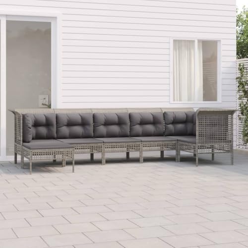 XINCXIN 7-TLG. Garten-Lounge-Set, Terassenmöbel Außen Garten Möbel Outdoor Furniture Gartenmöbel Set Geeignet für Teich Deck Balkon Hinterhof mit Kissen Grau Poly Rattan XINCXIN 7-TLG. Garten-Lounge-Set, Terassenmöbel Außen Garten Möbel Outdoor Furniture Gartenmöbel Set Geeignet für Teich Deck Balkon Hinterhof mit Kissen Grau Poly Rattan von XINCXIN
