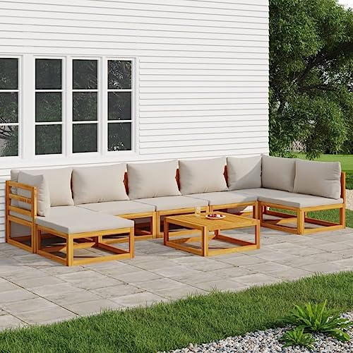 XINCXIN 8-TLG. Garten-Lounge-Set, Garten Möbel Outdoor Furniture Gartenmöbel Set Terassenmöbel Außen Geeignet für Hinterhof Deck Balkon Teich mit Hellgrauen Kissen Massivholz XINCXIN 8-TLG. Garten-Lounge-Set, Garten Möbel Outdoor Furniture Gartenmöbel Set Terassenmöbel Außen Geeignet für Hinterhof Deck Balkon Teich mit Hellgrauen Kissen Massivholz von XINCXIN