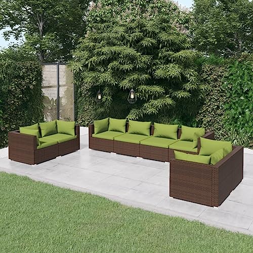 XINCXIN 8-TLG. Garten-Lounge-Set, Garten Möbel Outdoor Furniture Terassenmöbel Außen Gartenmöbel Set Geeignet für Teich Balkon Deck Hinterhof mit Kissen Poly Rattan Braun von XINCXIN