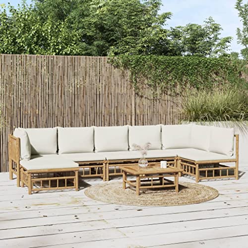 XINCXIN 8-TLG. Garten-Lounge-Set, Gartenmöbel Set Terassenmöbel Außen Garten Möbel Outdoor Furniture Geeignet für Balkon Teich Deck Hinterhof mit Cremeweißen Kissen Bambus XINCXIN 8-TLG. Garten-Lounge-Set, Gartenmöbel Set Terassenmöbel Außen Garten Möbel Outdoor Furniture Geeignet für Balkon Teich Deck Hinterhof mit Cremeweißen Kissen Bambus von XINCXIN