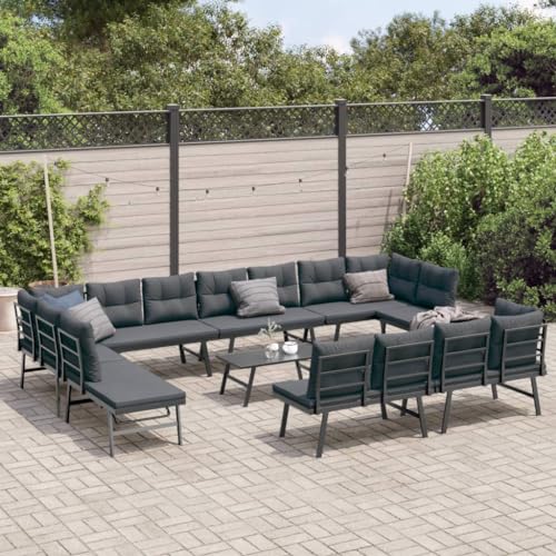 XINCXIN 9-TLG., Outdoor Furniture Gartenmöbel Set Garten Möbel Terassenmöbel Außen Geeignet für Hinterhof Teich Deck Balkon Garten-Sitzgruppe mit Kissen Schwarz Stahl von XINCXIN