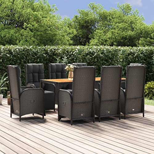 XINCXIN 9-TLG. Garten-Essgruppe, Garten Möbel Gartenmöbel Set Outdoor Furniture Terassenmöbel Außen Geeignet für Balkon Hinterhof Deck Teich mit Kissen Schwarz Poly Rattan XINCXIN 9-TLG. Garten-Essgruppe, Garten Möbel Gartenmöbel Set Outdoor Furniture Terassenmöbel Außen Geeignet für Balkon Hinterhof Deck Teich mit Kissen Schwarz Poly Rattan von XINCXIN