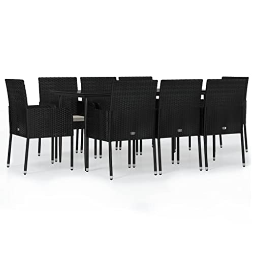 XINCXIN 9-TLG. Garten-Essgruppe, Garten Möbel Outdoor Furniture Gartenmöbel Set Terassenmöbel Außen Geeignet für Balkon Deck Hinterhof Teich mit Kissen Schwarz Poly Rattan XINCXIN 9-TLG. Garten-Essgruppe, Garten Möbel Outdoor Furniture Gartenmöbel Set Terassenmöbel Außen Geeignet für Balkon Deck Hinterhof Teich mit Kissen Schwarz Poly Rattan von XINCXIN