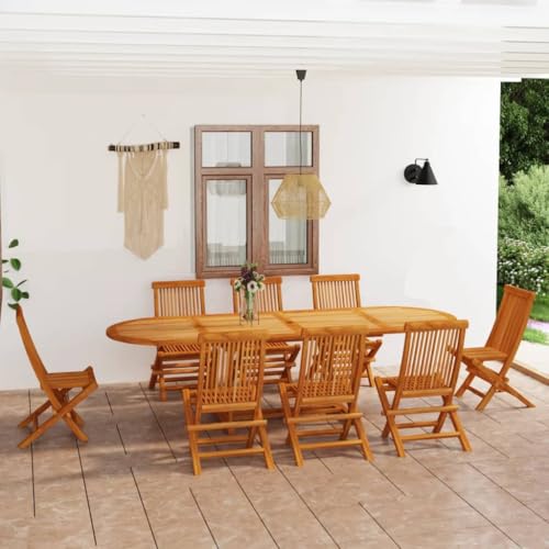 XINCXIN 9-TLG. Garten-Essgruppe, Garten Möbel Terassenmöbel Außen Outdoor Furniture Gartenmöbel Set Geeignet für Deck Teich Balkon Hinterhof Teak Massivholz von XINCXIN
