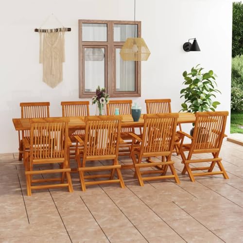 XINCXIN 9-TLG. Garten-Essgruppe, Outdoor Furniture Garten Möbel Terassenmöbel Außen Gartenmöbel Set Geeignet für Hinterhof Teich Balkon Deck Teak Massivholz von XINCXIN
