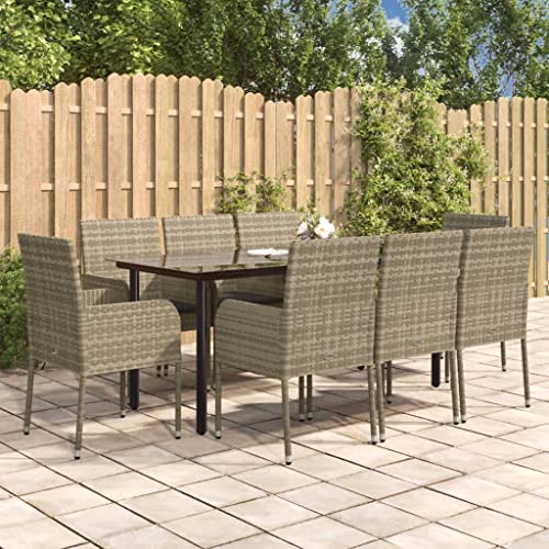 XINCXIN 9-TLG. Garten-Essgruppe, Outdoor Furniture Garten Möbel Terassenmöbel Außen Gartenmöbel Set Geeignet für Hinterhof Teich Balkon Deck mit Kissen Schwarz und Grau Poly Rattan XINCXIN 9-TLG. Garten-Essgruppe, Outdoor Furniture Garten Möbel Terassenmöbel Außen Gartenmöbel Set Geeignet für Hinterhof Teich Balkon Deck mit Kissen Schwarz und Grau Poly Rattan von XINCXIN