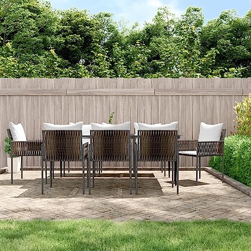 XINCXIN 9-TLG. Garten-Essgruppe, Outdoor Furniture Gartenmöbel Set Terassenmöbel Außen Garten Möbel Geeignet für Hinterhof Deck Teich Balkon mit Kissen Poly Rattan und Stahl von XINCXIN