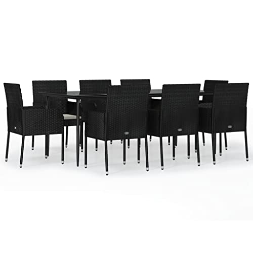 XINCXIN 9-TLG. Garten-Essgruppe, Terassenmöbel Außen Gartenmöbel Set Outdoor Furniture Garten Möbel Geeignet für Hinterhof Teich Deck Balkon mit Kissen Schwarz Poly Rattan XINCXIN 9-TLG. Garten-Essgruppe, Terassenmöbel Außen Gartenmöbel Set Outdoor Furniture Garten Möbel Geeignet für Hinterhof Teich Deck Balkon mit Kissen Schwarz Poly Rattan von XINCXIN
