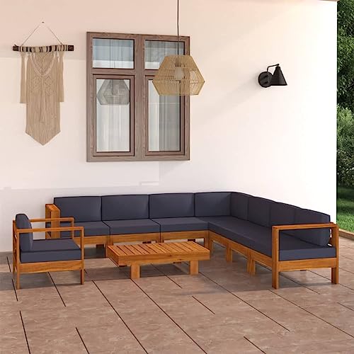 XINCXIN 9-TLG. Garten-Lounge-Set, Garten Möbel Terassenmöbel Außen Outdoor Furniture Gartenmöbel Set Geeignet für Deck Hinterhof Balkon Teich mit Dunkelgrauen Auflagen Akazienholz XINCXIN 9-TLG. Garten-Lounge-Set, Garten Möbel Terassenmöbel Außen Outdoor Furniture Gartenmöbel Set Geeignet für Deck Hinterhof Balkon Teich mit Dunkelgrauen Auflagen Akazienholz von XINCXIN