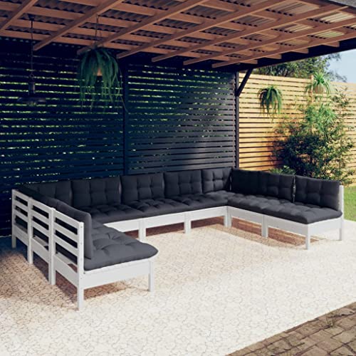 XINCXIN 9-TLG. Garten-Lounge-Set, Gartenmöbel Set Outdoor Furniture Garten Möbel Terassenmöbel Außen Geeignet für Teich Balkon Hinterhof Deck mit Kissen Weiß Kiefer Massivholz von XINCXIN