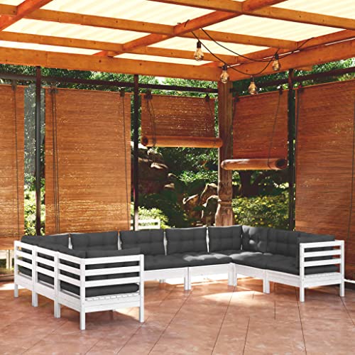 XINCXIN 9-TLG. Garten-Lounge-Set, Gartenmöbel Set Outdoor Furniture Garten Möbel Terassenmöbel Außen Geeignet für Teich Balkon Hinterhof Deck mit Kissen Weiß Kiefernholz von XINCXIN