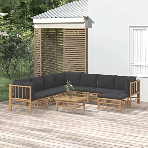 XINCXIN 9-TLG. Garten-Lounge-Set, Gartenmöbel Set Terassenmöbel Außen Outdoor Furniture Garten Möbel Geeignet für Balkon Teich Hinterhof Deck mit Dunkelgrauen Kissen Bambus XINCXIN 9-TLG. Garten-Lounge-Set, Gartenmöbel Set Terassenmöbel Außen Outdoor Furniture Garten Möbel Geeignet für Balkon Teich Hinterhof Deck mit Dunkelgrauen Kissen Bambus von XINCXIN