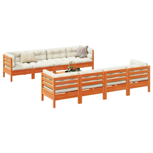 XINCXIN 9-TLG. Garten-Sofagarnitur, Outdoor Furniture Gartenmöbel Set Terassenmöbel Außen Garten Möbel Geeignet für Teich Deck Hinterhof Balkon mit Kissen Wachsbraun Kiefernholz XINCXIN 9-TLG. Garten-Sofagarnitur, Outdoor Furniture Gartenmöbel Set Terassenmöbel Außen Garten Möbel Geeignet für Teich Deck Hinterhof Balkon mit Kissen Wachsbraun Kiefernholz von XINCXIN
