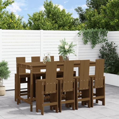 XINCXIN 9-TLG. Gartenbar-Set, Terassenmöbel Außen Gartenmöbel Set Garten Möbel Outdoor Furniture Geeignet für Hinterhof Deck Teich Balkon Honigbraun Massivholz Kiefer von XINCXIN