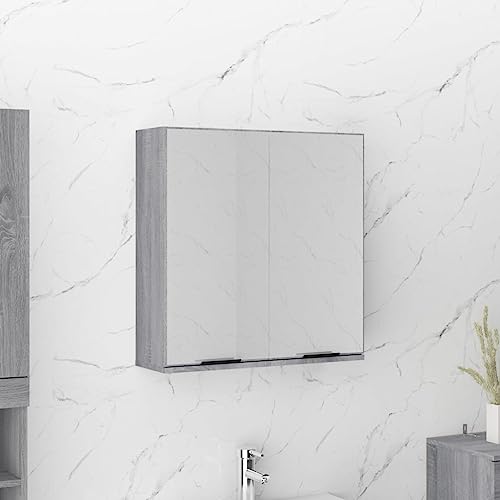 XINCXIN Bad-Spiegelschrank, badmöbel unterschrank waschbecken waschtischunterschrank badezimmerunterschrank Grau Sonoma 64x20x67 cm von XINCXIN